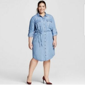 3X Ava & Viv Chambray Belted Dress